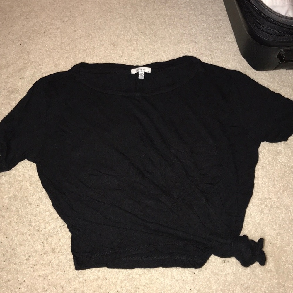 Black crop top t shirt tie